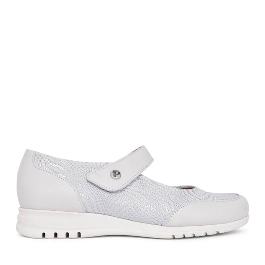 Ladies 2823 Velcro Shoe In Off White