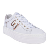 Ladies E409967d Laced Trainer In White