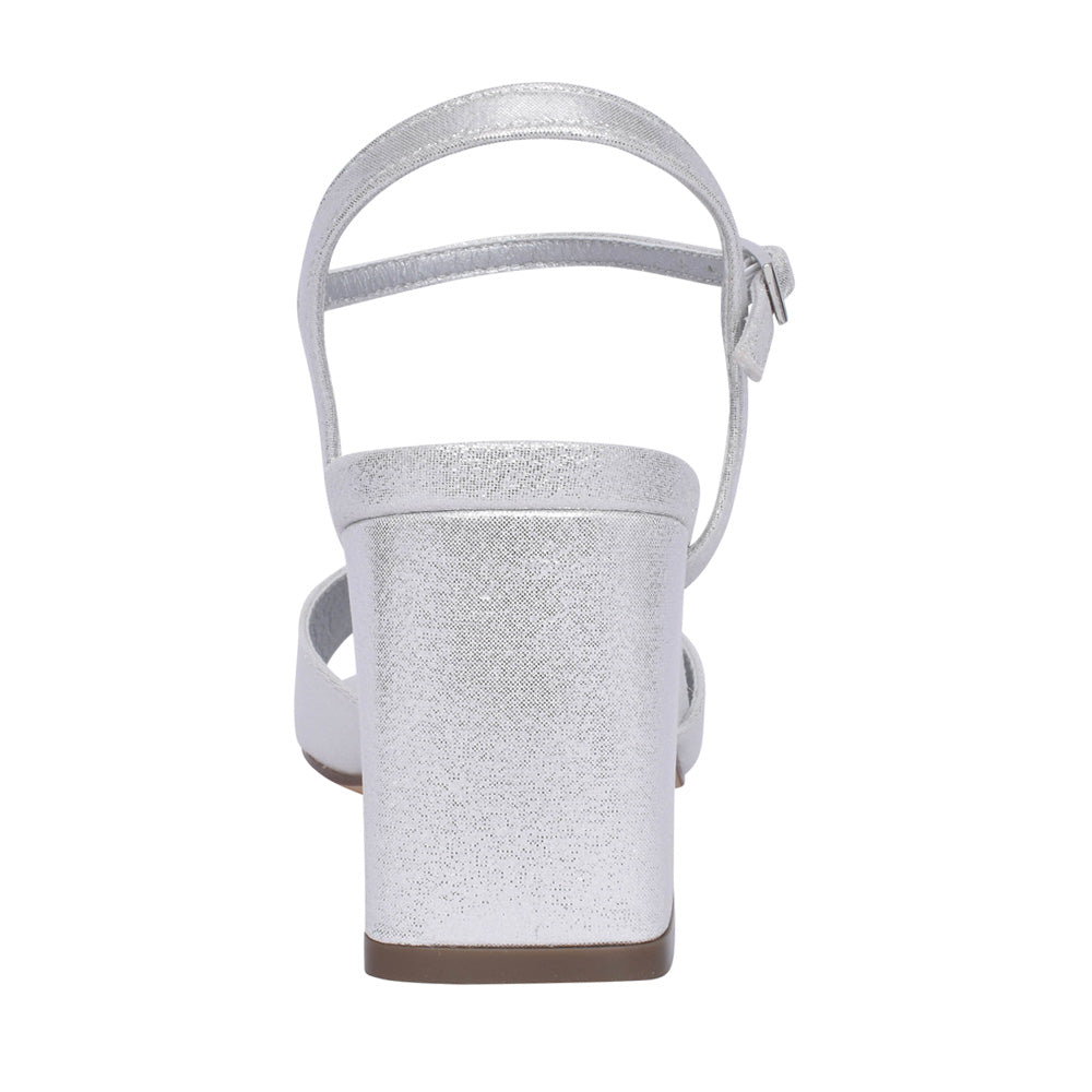 Ladies 25600 Block Heel Sandal In Silver