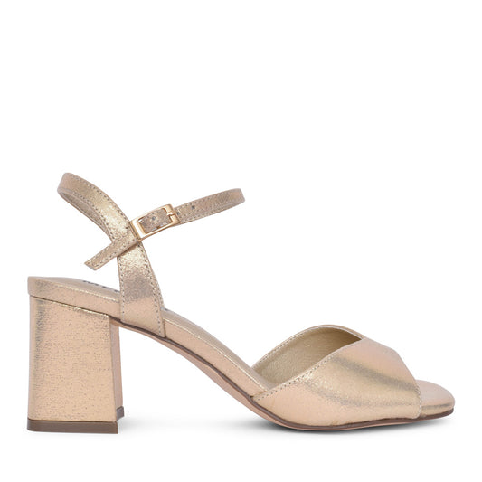 Ladies 25600 Block Heel Sandal In Gold
