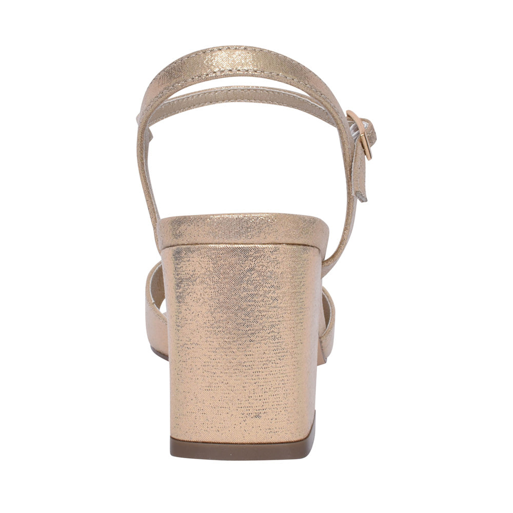 Ladies 25600 Block Heel Sandal In Gold