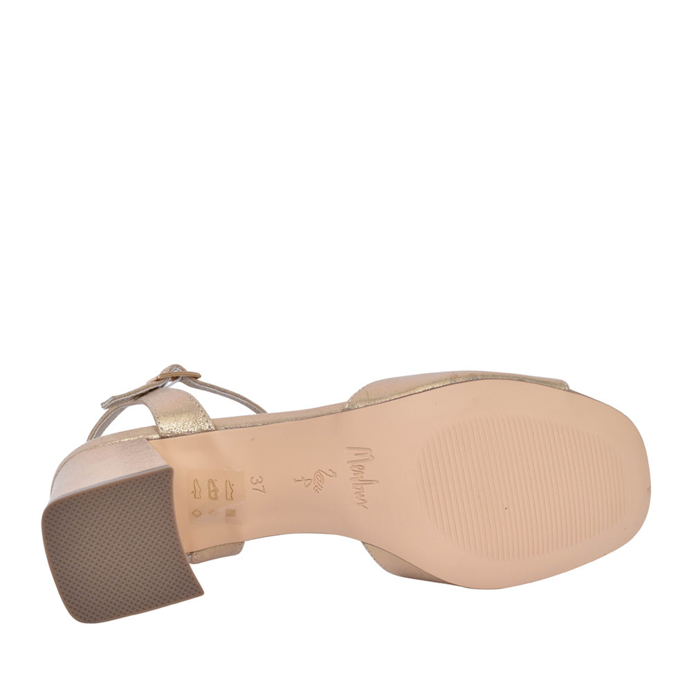 Ladies 25600 Block Heel Sandal In Gold