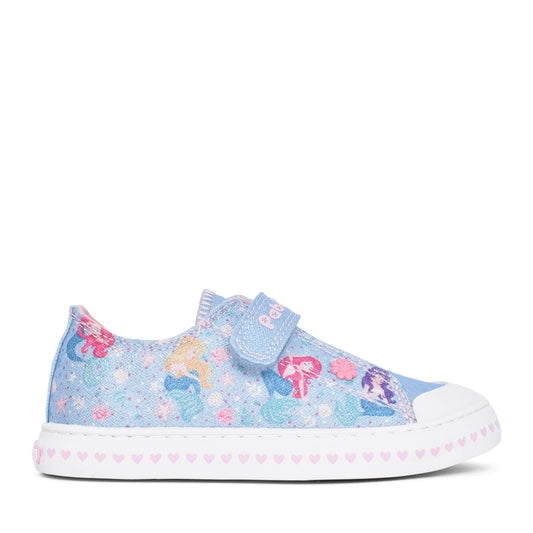 Girls 975610 Velcro Canvas Shoe In Blue-multi
