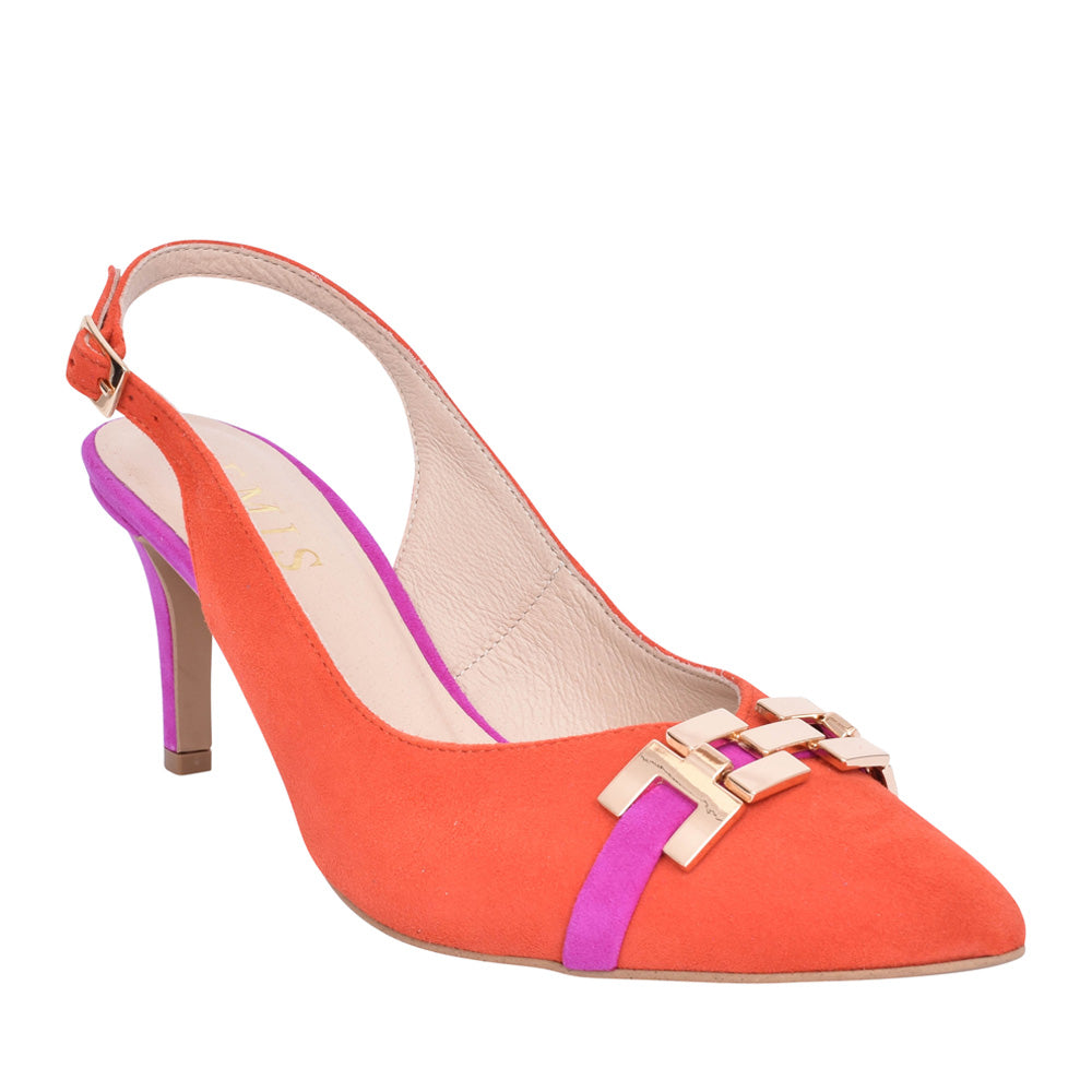 Ladies Z8186 Medium Heel Sling Back In Orange