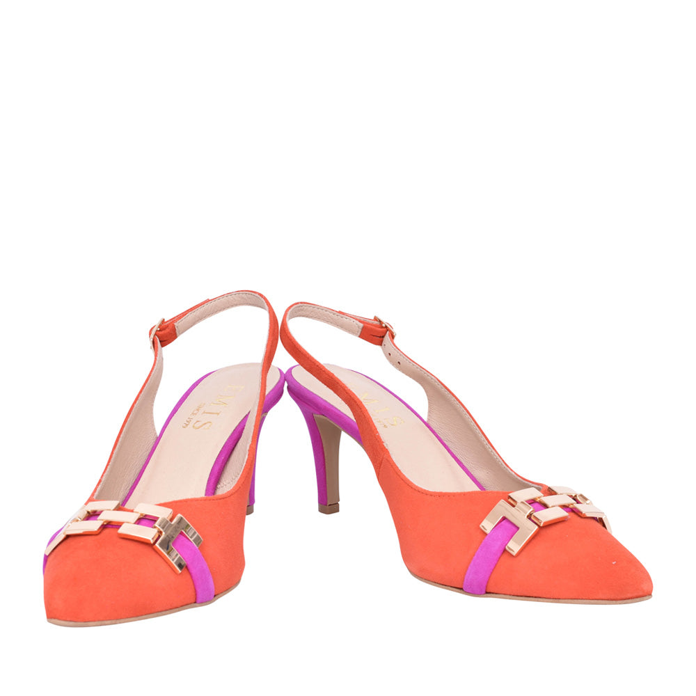 Ladies Z8186 Medium Heel Sling Back In Orange