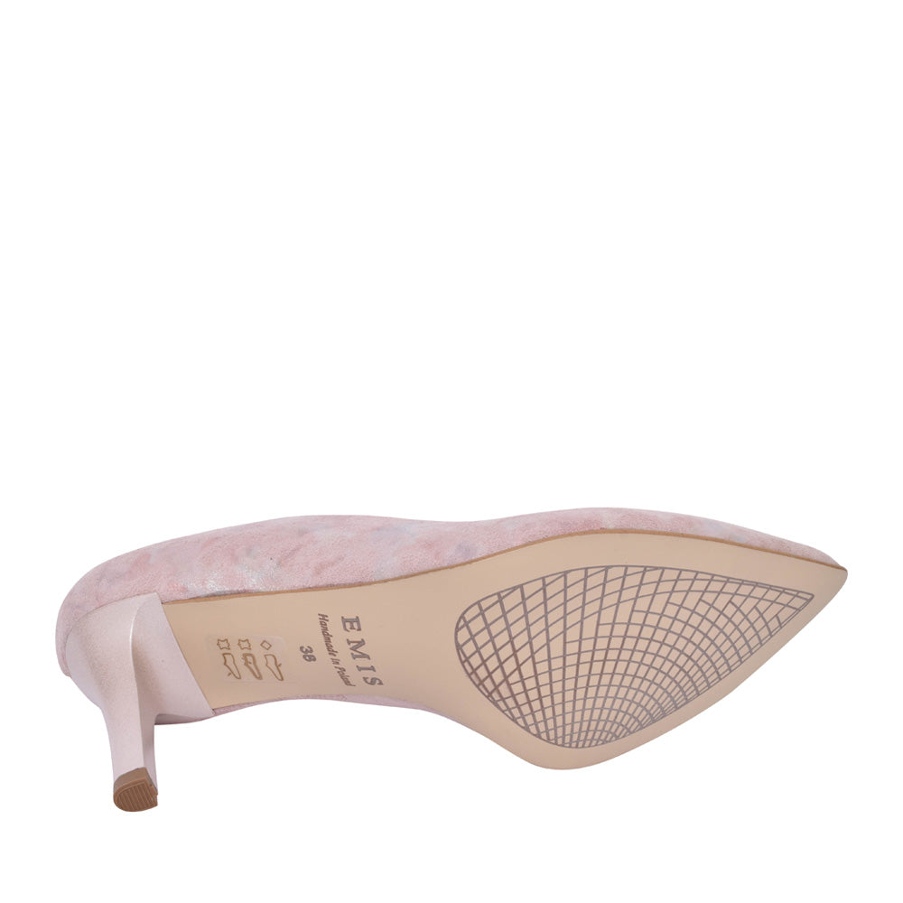 Ladies Sk8054 Medium Heel Court Shoe In Pink