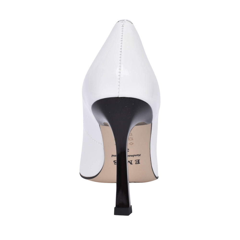 Ladies L7989 Medium Heel Court Shoe In White
