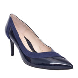 Ladies L8134 Medium Heel Court Shoe In Navy Patent