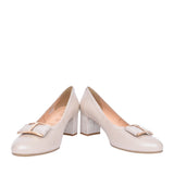 Ladies 5754 G-fit Medium Heel Court Shoe In Beige