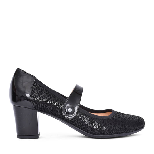 Ladies 6442 G-fit Mary Jane Court Shoe In Black