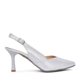 Ladies 4009 G-fit Medium Heel Sling Back Shoe In Silver