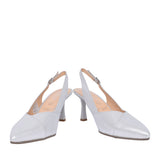Ladies 4009 G-fit Medium Heel Sling Back Shoe In Silver