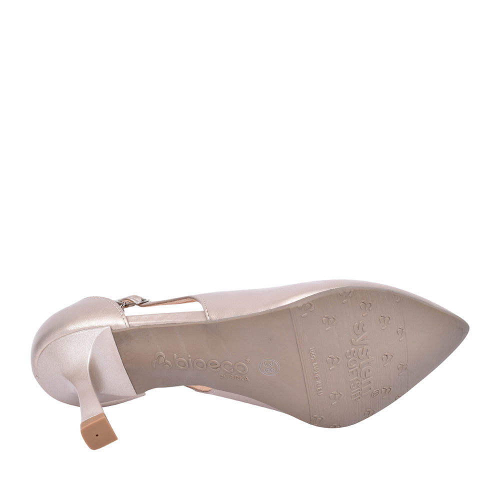 Ladies 4079 G-fit Medium Heel Court Shoe In Metallic