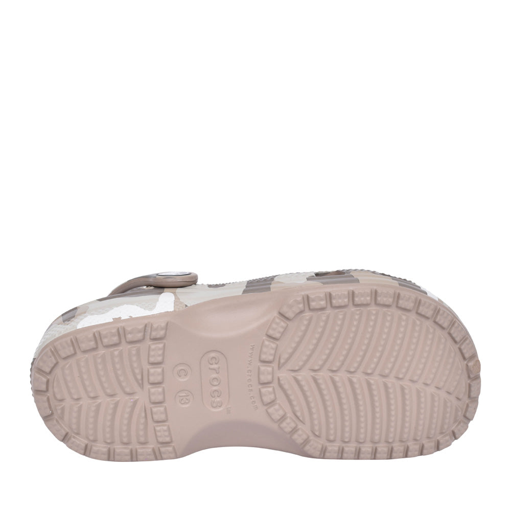 Boys 207594 Classic Printed Camo Clog K In Mushroom