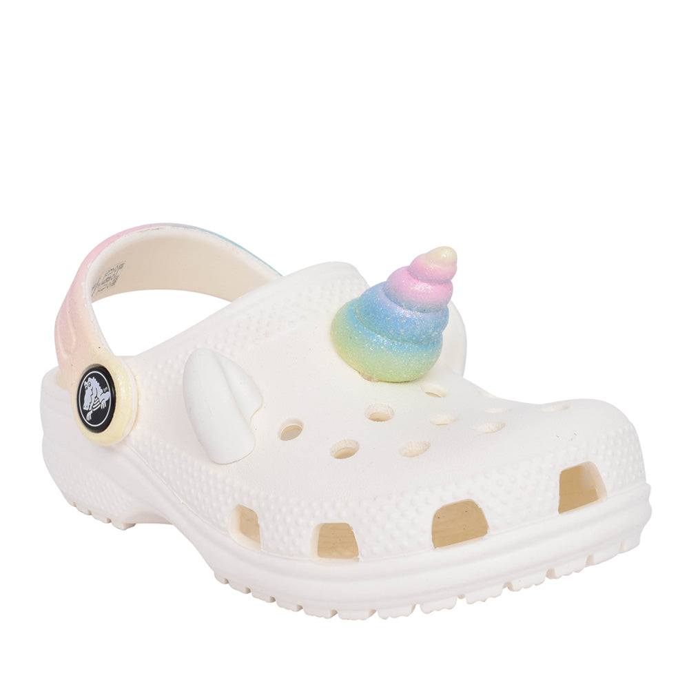Girls 209701 Rainbow Unicorn Classic Clog T In Chalk