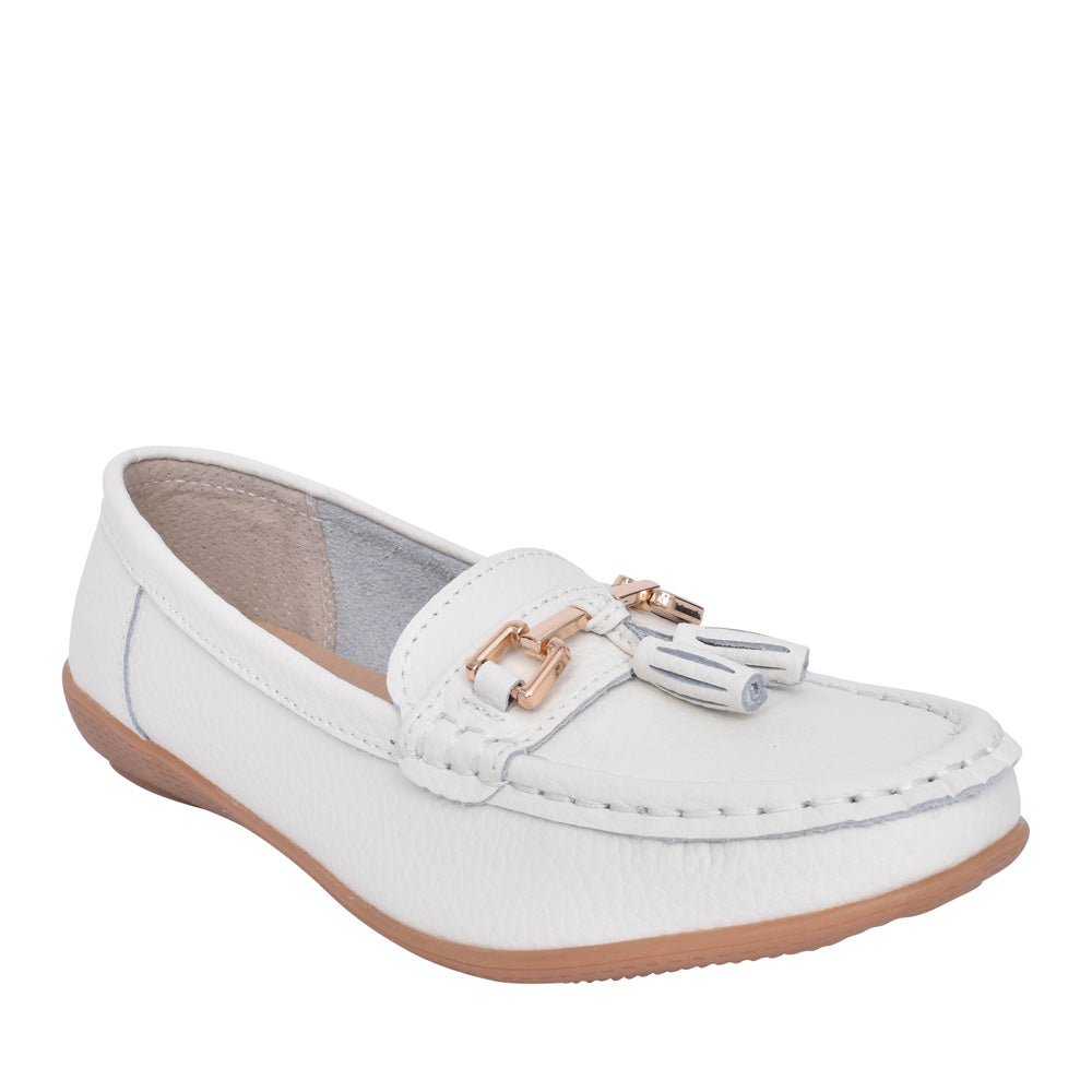 Ladies Nautical Slip-on Shoe In White