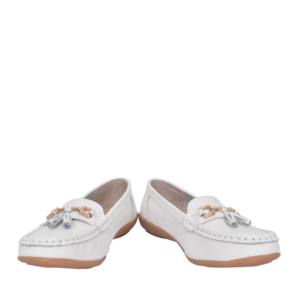 Ladies Nautical Slip-on Shoe In White