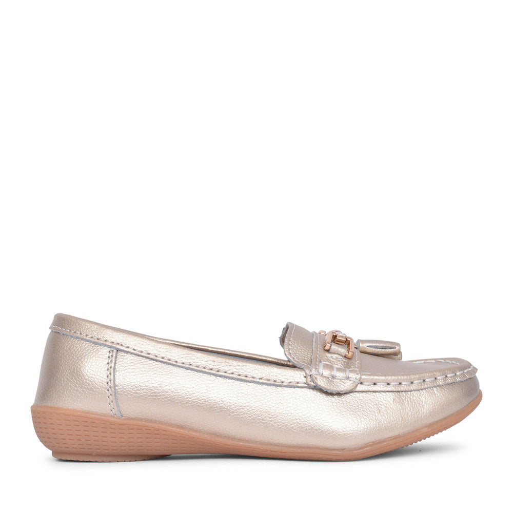 Ladies Nautical Slip-on Shoe In Gold