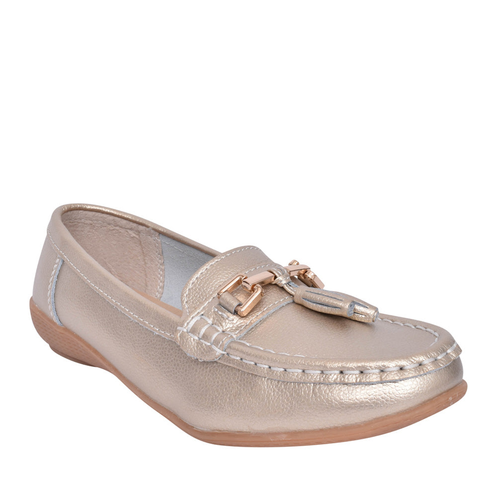 Ladies Nautical Slip-on Shoe In Gold