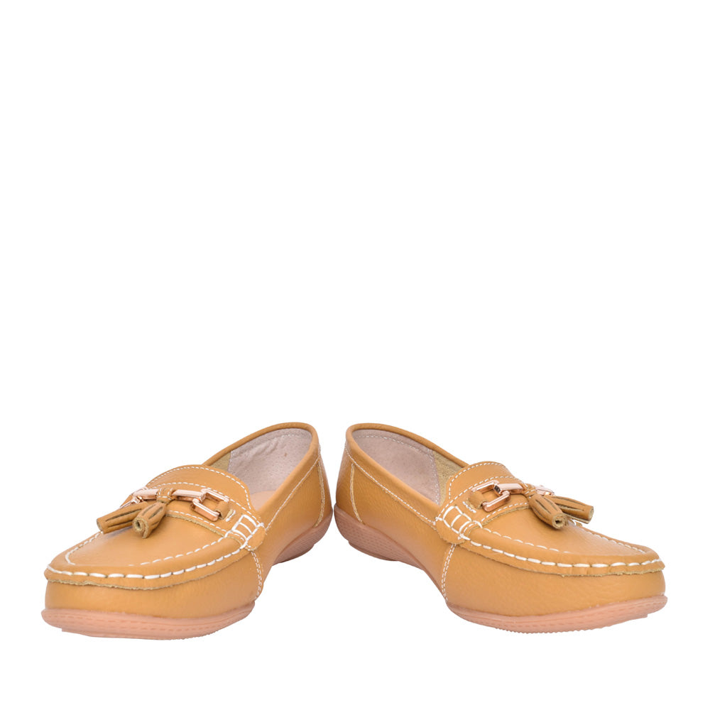 Ladies Nautical Slip-on Shoe In Mustard