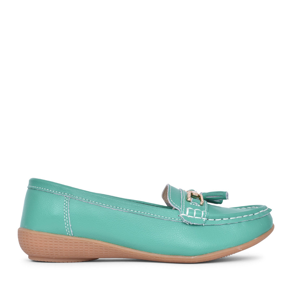 Ladies Nautical Slip-on Shoe In Emerald