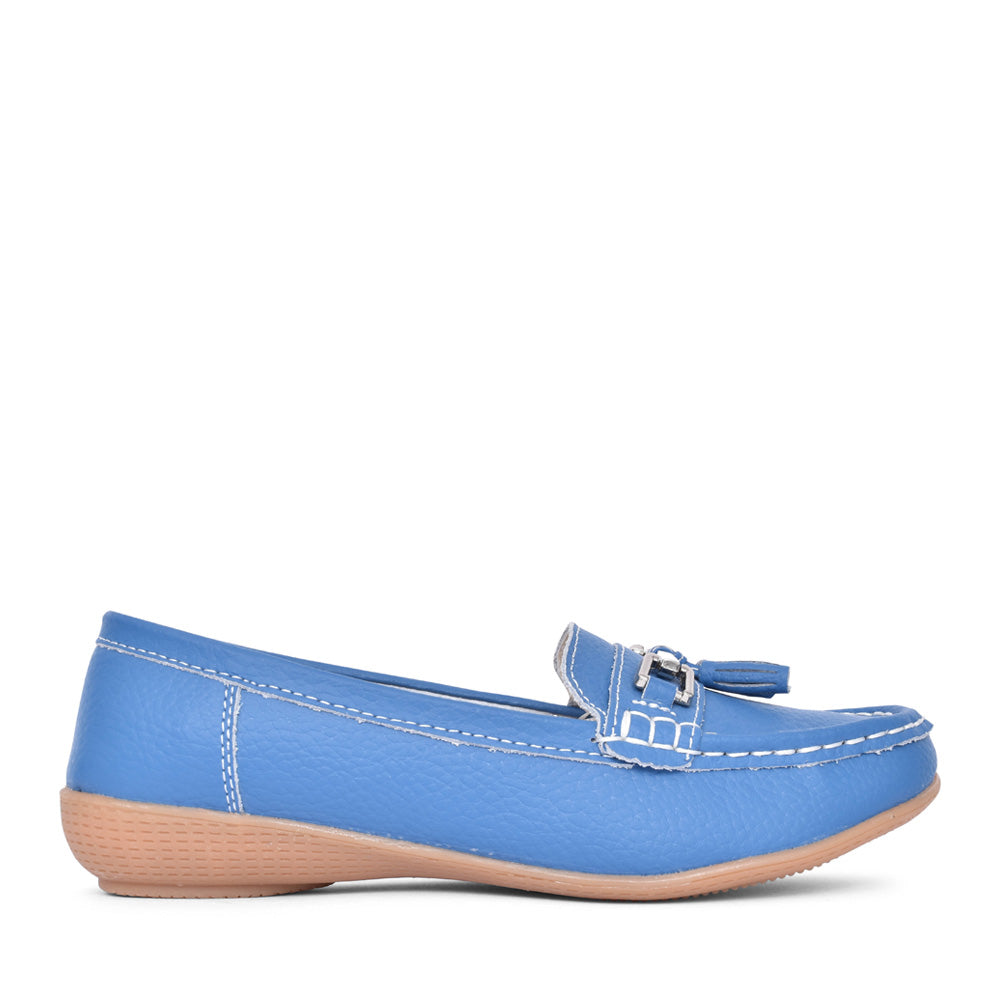 Ladies Nautical Slip-on Shoe In French Blue
