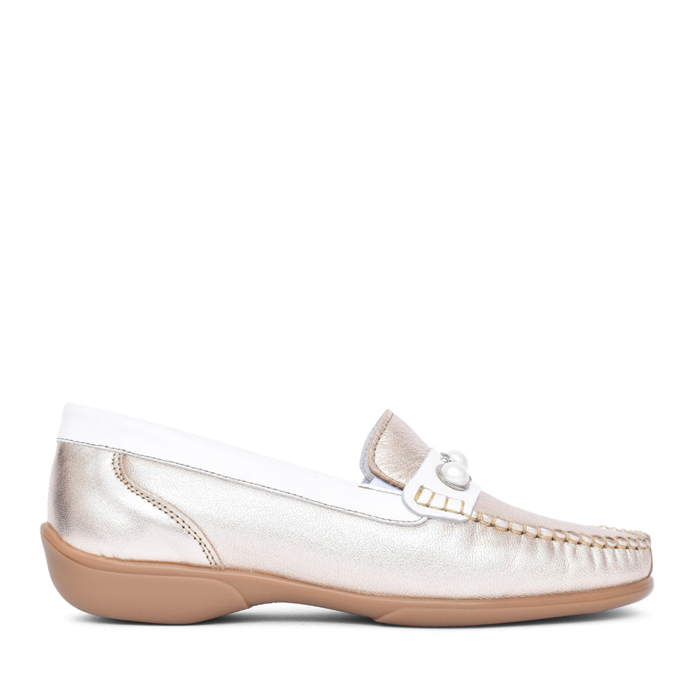 Ladies Bella Slip On Loafer In Gold