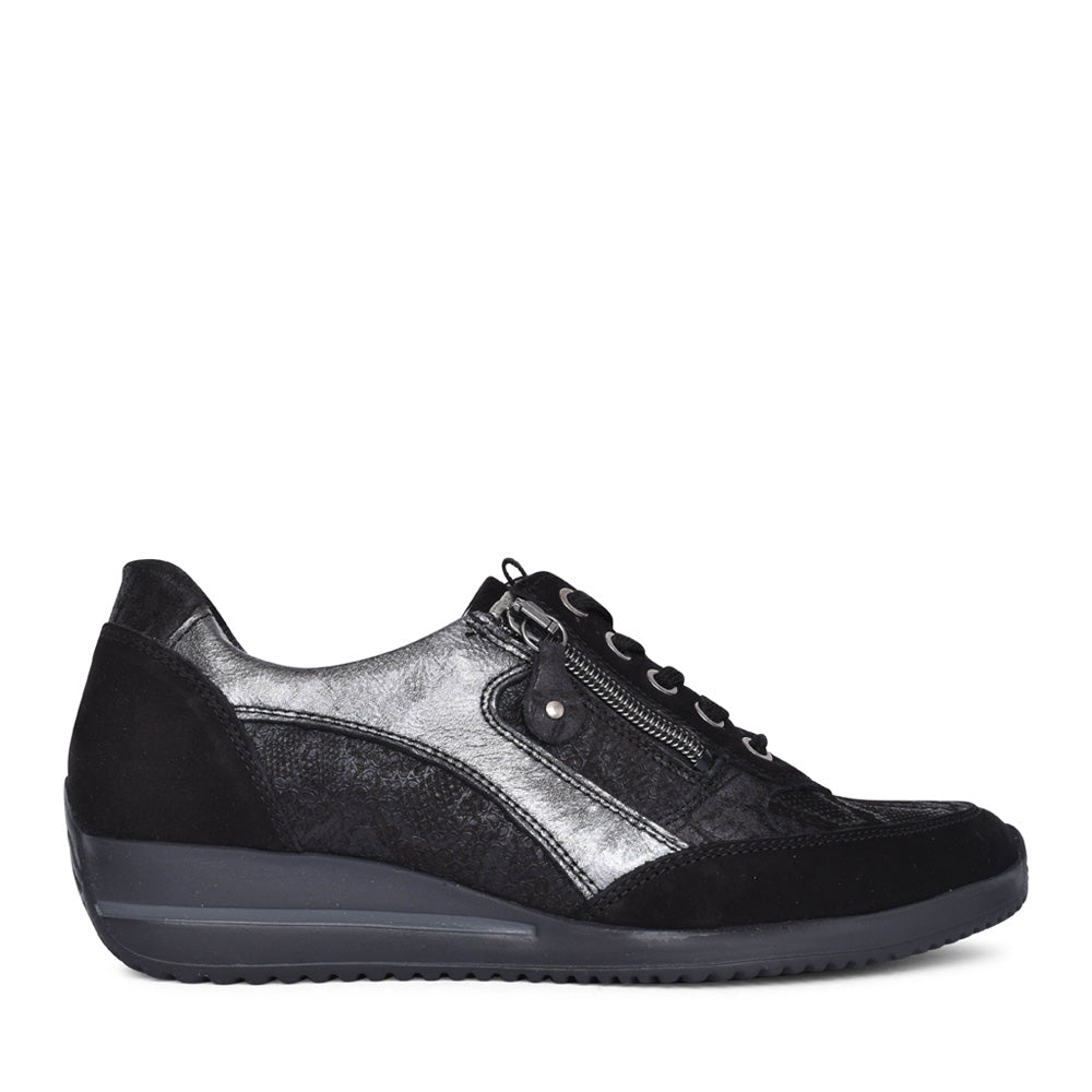 Ladies 980008 Himona H-fit Laced Trainer In Black
