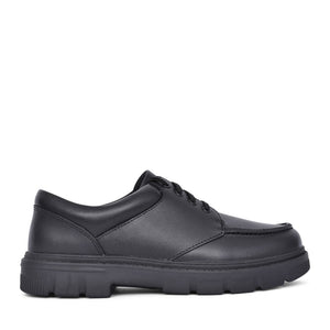 Boys Lorcam Edge Youth Black Leather Laced Shoe In Kids G Fit