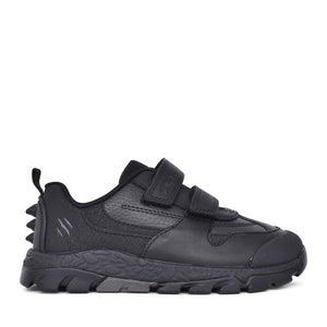 Boys Steggy 2 Pace Kids Black Leather Velcro Shoe In Kids G Fit