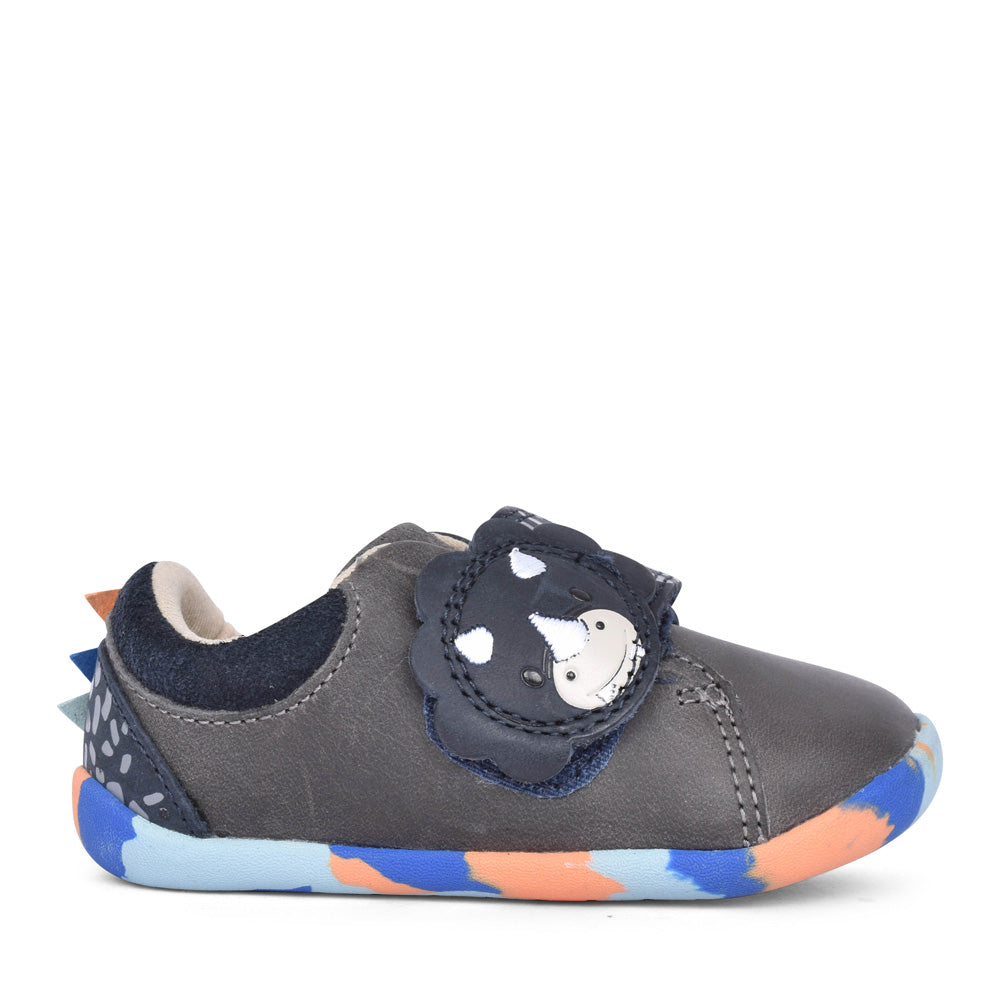 Boys Roamer Tri Toddler Grey & Blue Velcro Shoe In Kids G Fit