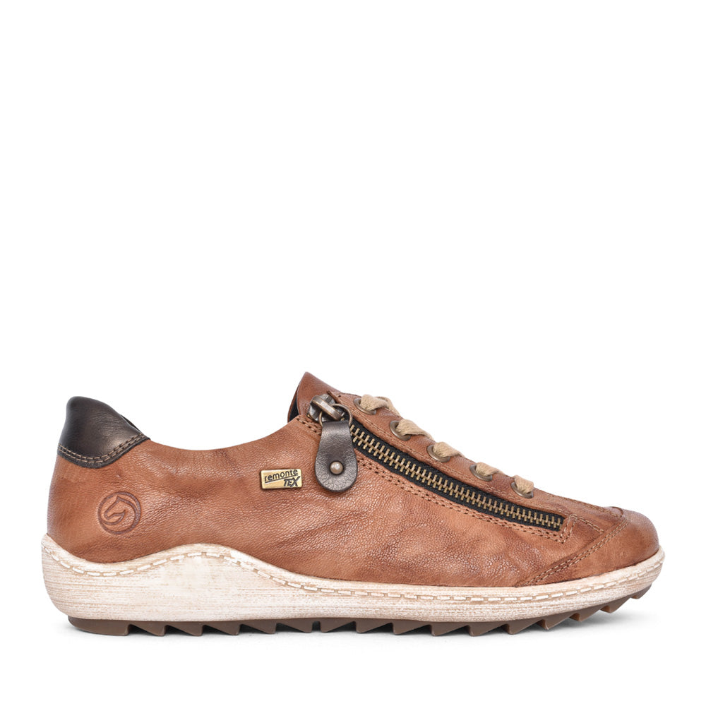 Ladies R1402 Tex Laced Trainer In Brown