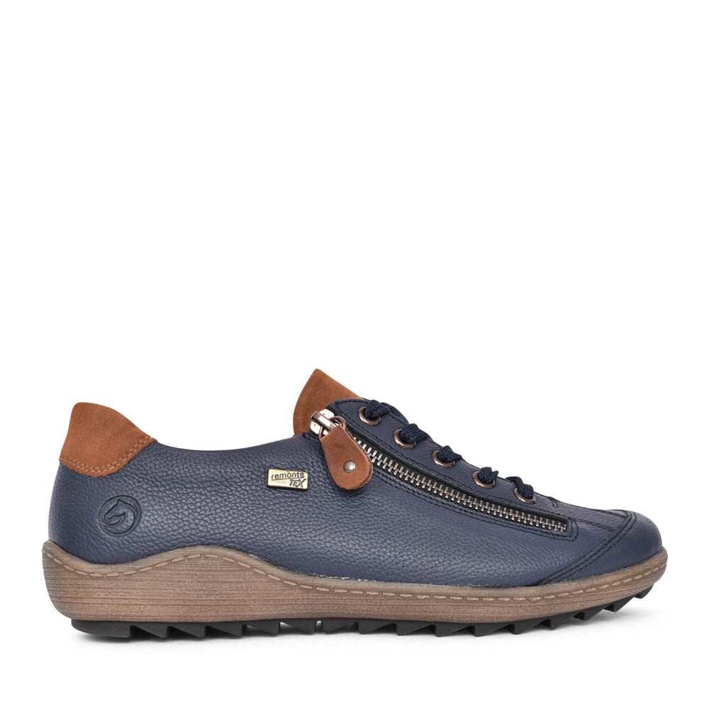 Ladies R1402 Laced Trainer In Navy