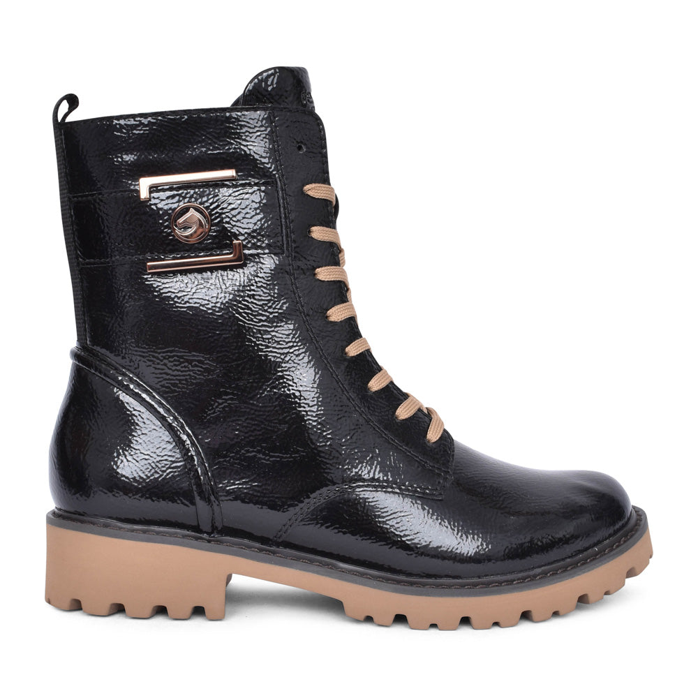 Ladies D8663 Laced Ankle Boot In Black