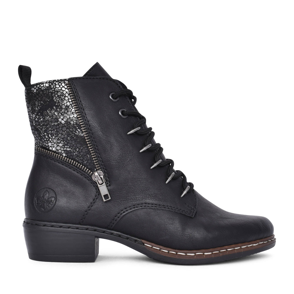 Ladies Y0800 Laced Ankle Boot In Black