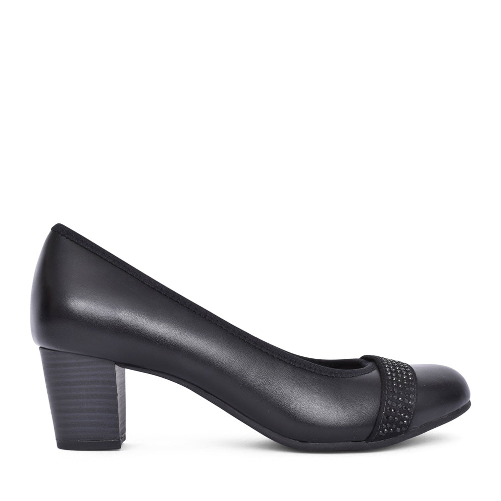 Ladies 8-22464 Medium Heel Court Shoe In Black