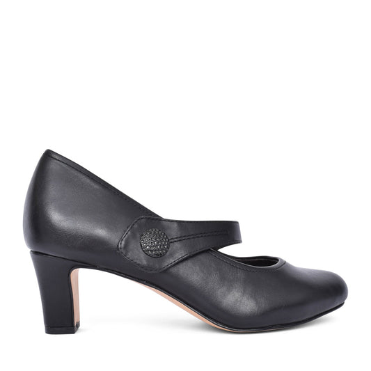 Ladies 8-22474 Medium Heel Court Shoe In Black