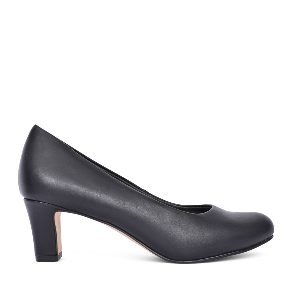 Ladies 8-224742 Medium Heel Court Shoe In Black
