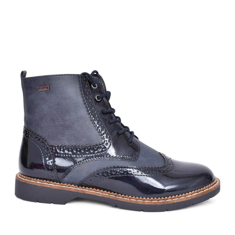 Ladies 5-25255 Laced Ankle Boot In Navy