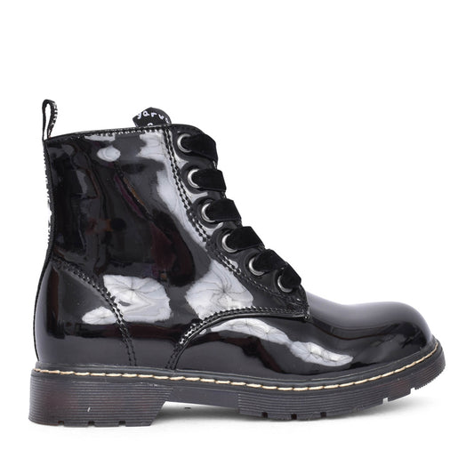 Girls 231565 Laced Ankle Boot In Blk Patent