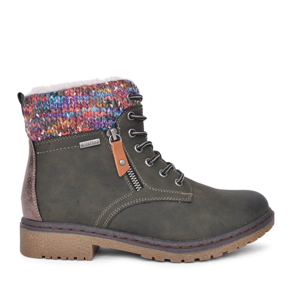 Ladies Jalapeno Glb099 Laced Ankle Boot In Olive