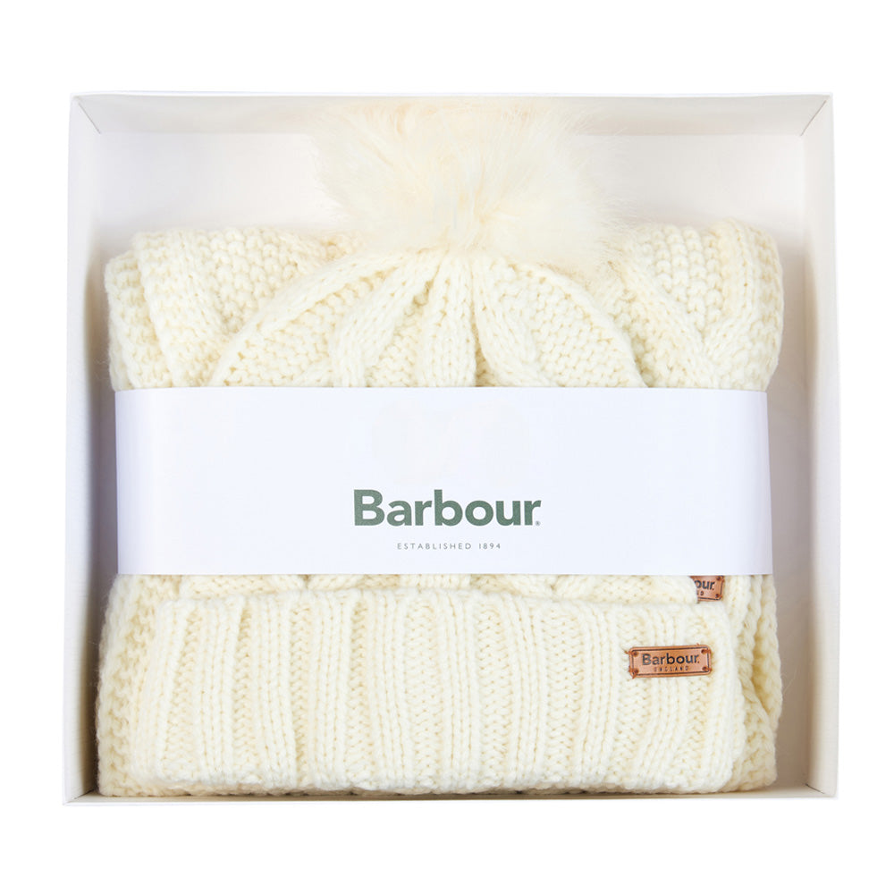 Ladies Ridley Beanie And Scarf Gift Set In Cream