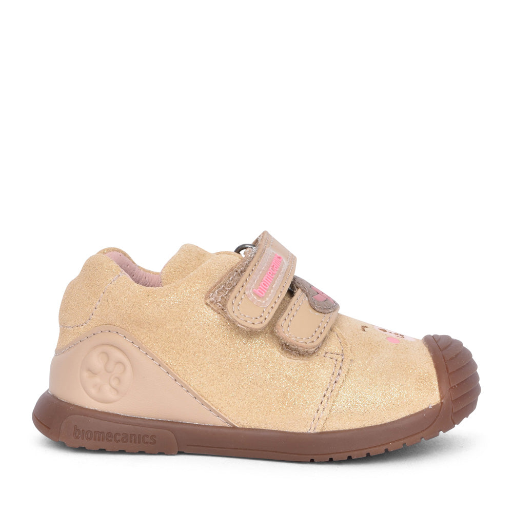 Girls 241107 Double Velcro Shoe In Latte