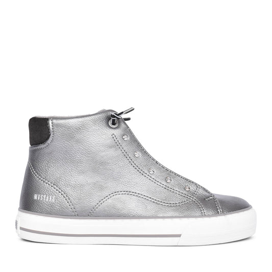 Ladies 1501501 Laced Ankle Boot In Silver