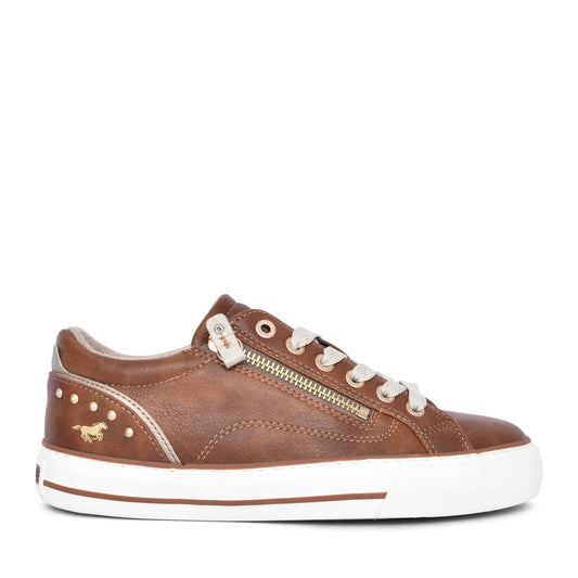 Ladies 1501301 Laced Trainer In Cognac