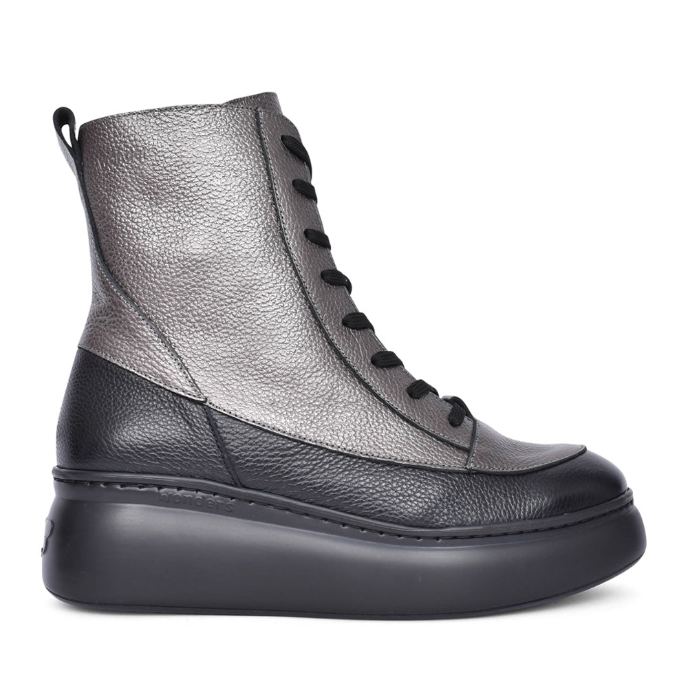 Ladies A-2663 Platform Ankle Boot In Pewter
