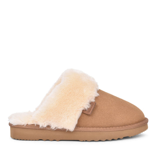 Ladies Albert Mule Slipper In Tan