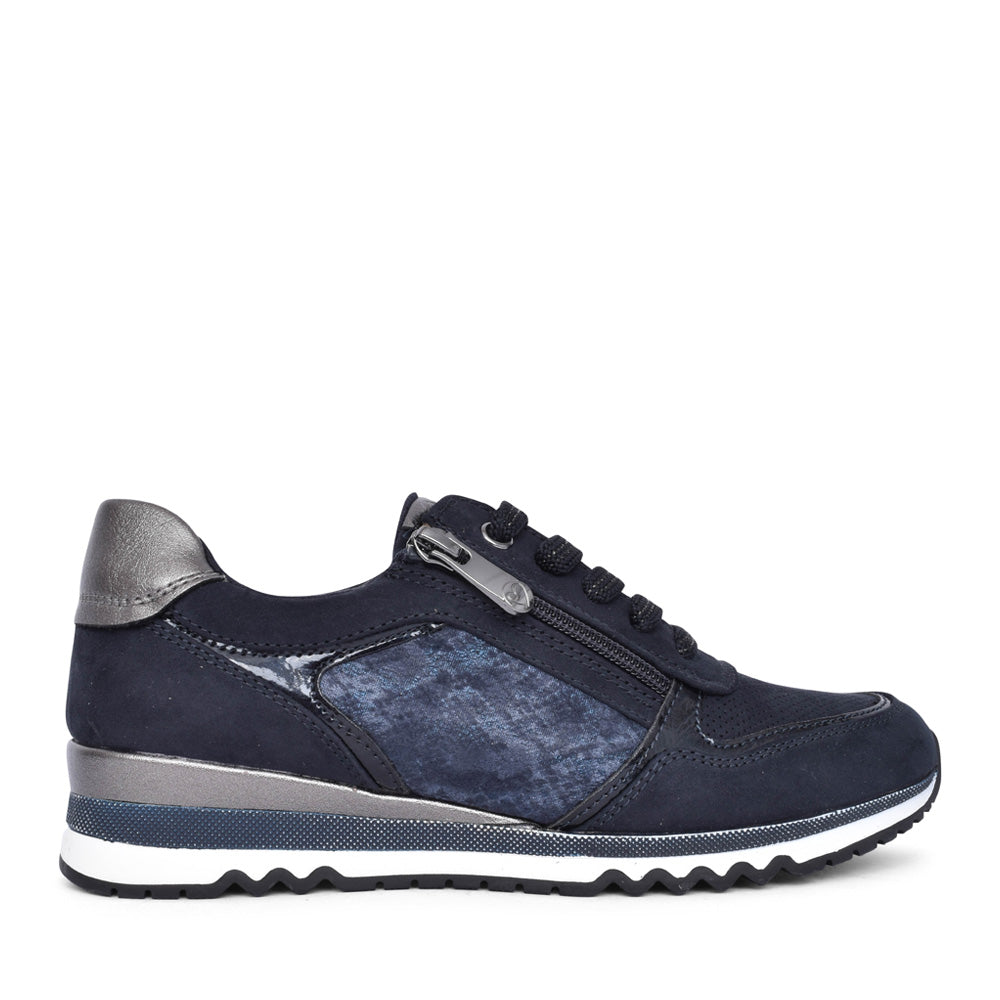 Ladies 2-23785 Laced Trainer In Navy