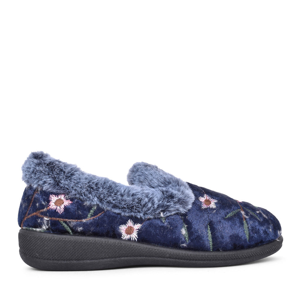 Ladies Mabel Full Slipper In Navy