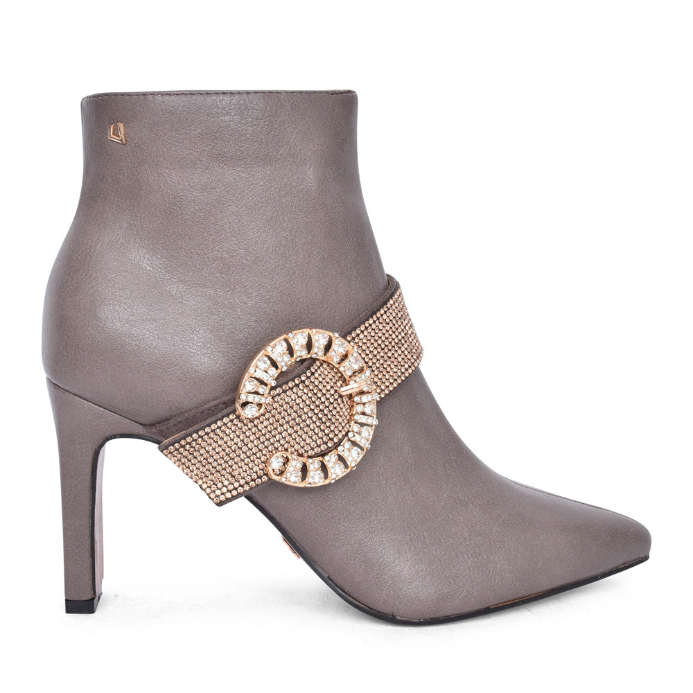 Ladies Anytime High Heel Ankle Boot In Grey